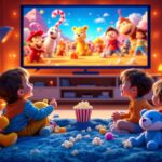 Bambini che guardano film animati su Disney+