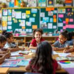 Studenti bilingui in aula, attivamente coinvolti nell'apprendimento.