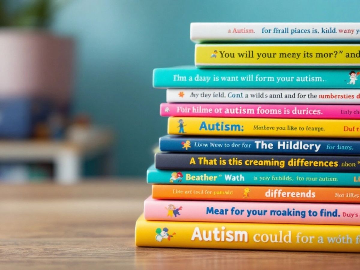 Libri per bambini sull'autismo impilati colorati